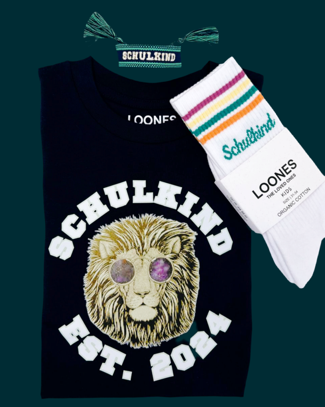 SCHULKIND petrol | 3er Set | Socken+Armband+T-Shirt