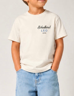 Schulkind T-Shirt 2026 | personalisiert mit Namen | Cream