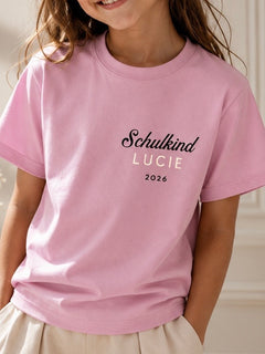 Schulkind T-Shirt 2026 | personalisiert mit Namen | Rosé